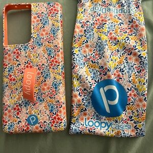 Loopy Case Floral Design with Loop - Pink and Blue